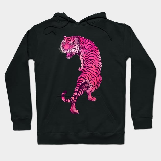 Cyberpunk Neon Pink Tiger Hoodie by CRAFTY BITCH